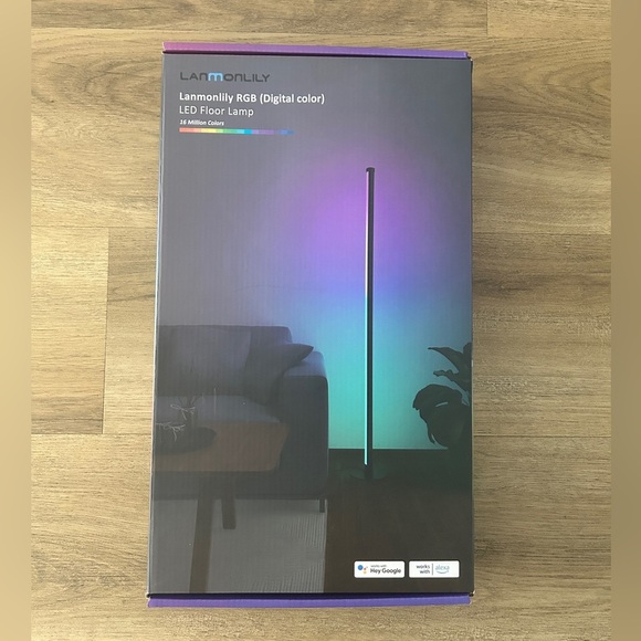 Smart LED Corner Floor Lamp-16M Colors, Music Sync, Alexa/Google Compatible, 51” - Picture 7 of 8